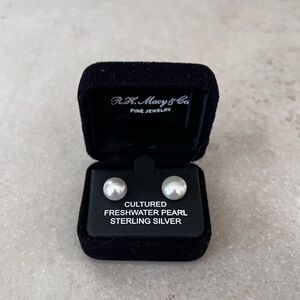 Cultured freshwater pearl sterling silver earrings